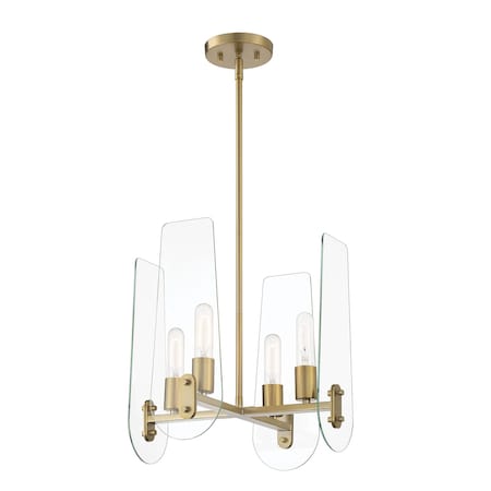 Designers Fountain Bergen Beach 4 Light Contemporary Brushed Gold with Clear Glass Shades Chandelier For Dining Rooms D256M-4CH-BG
